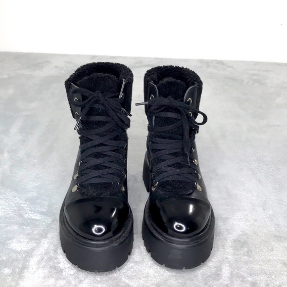 Steve Madden Reyen Black Leather Boots Size 8.5 - Picture 1 of 12